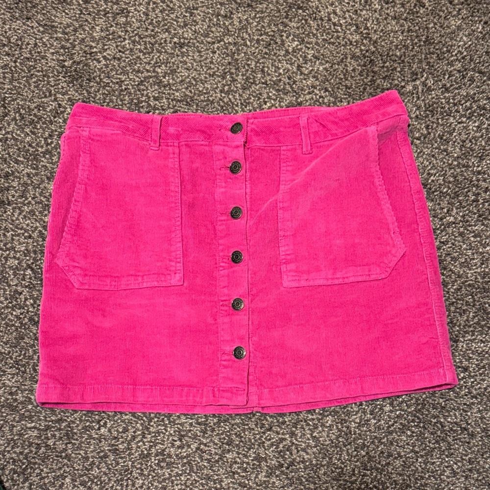 Wild Fable Fuchsia Button-Down corduroy Mini Skirt EUC